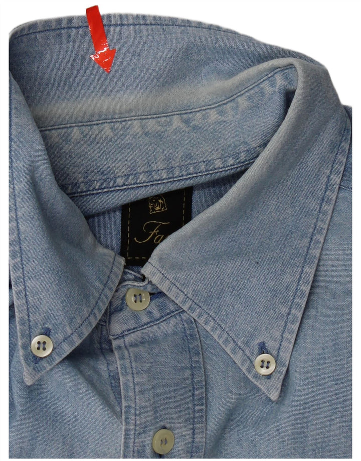Camisa jeans masculina Fay grande algodão azul