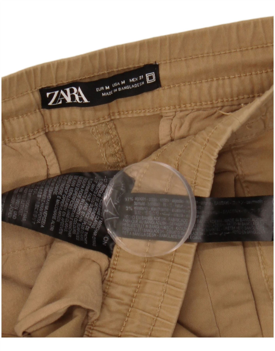 Calça masculina reta cortada ZARA médio W31 L26 algodão bege