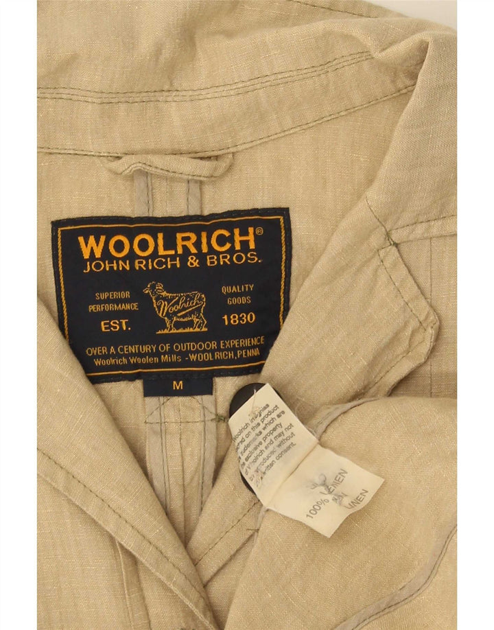 Jaqueta blazer feminina Woolrich com 4 botões Reino Unido 12 linho bege médio
