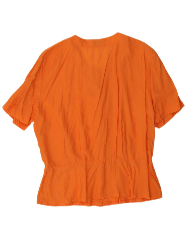 Blusa feminina vintage de manga curta UK 14 grande laranja