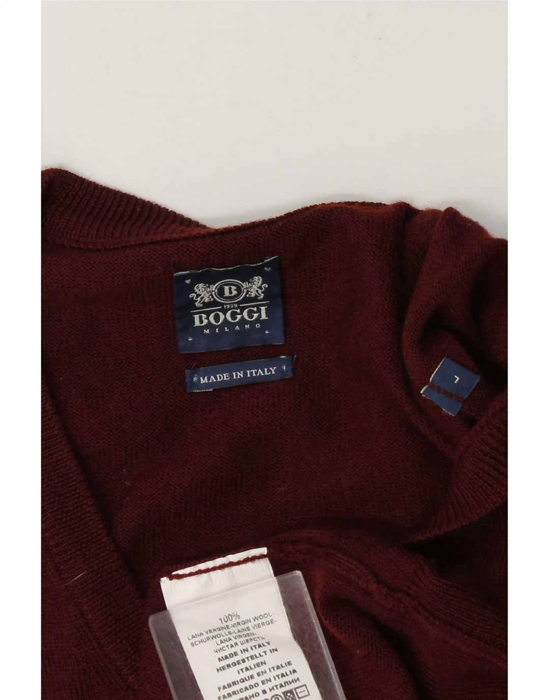Suéter masculino Boggi com decote em V grande Borgonha