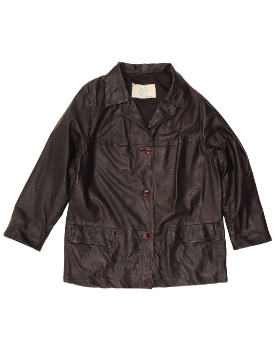 Jaqueta de couro feminina vintage UK 16 grande preta