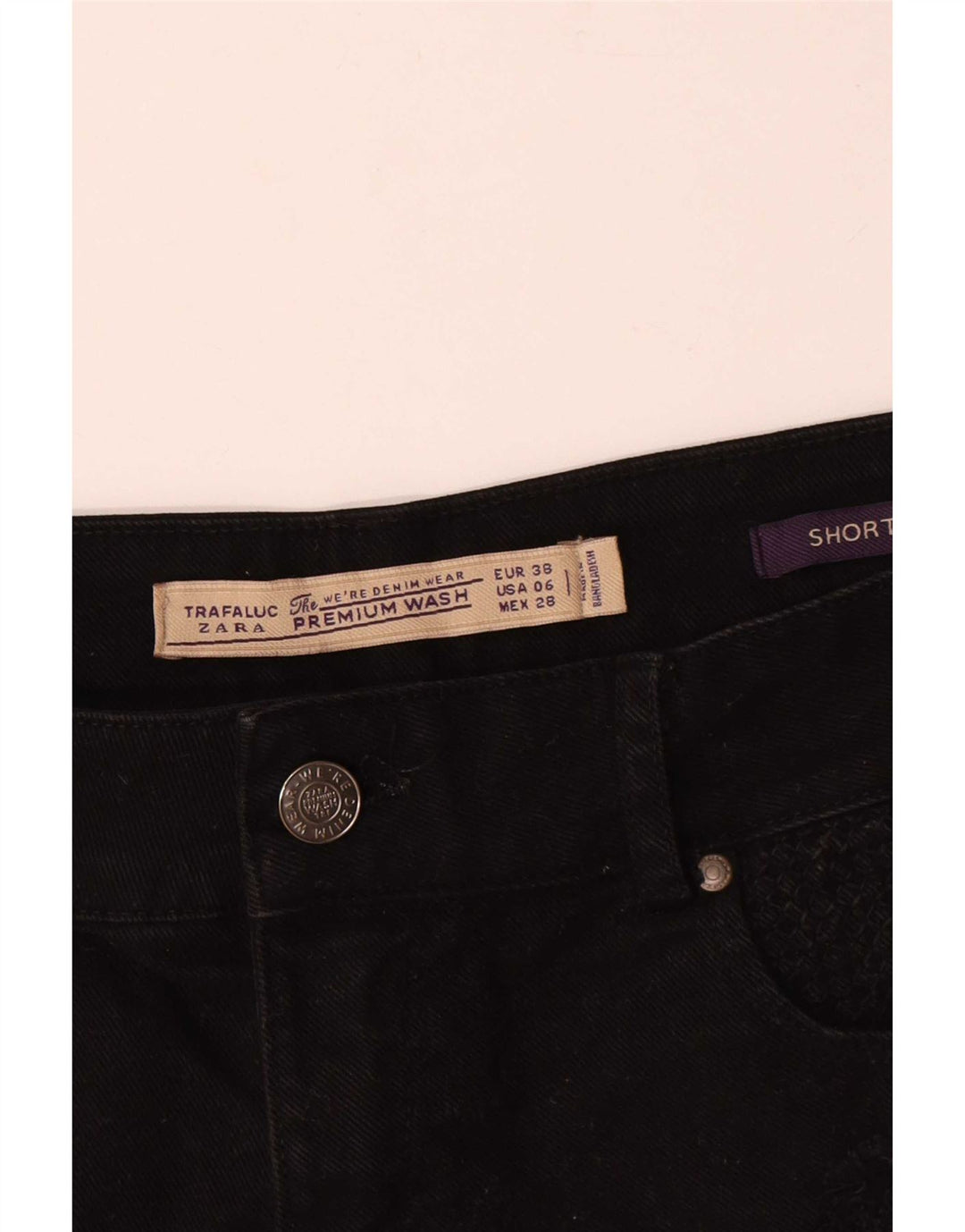 Shorts jeans feminino Zara EU 38 pequeno W28 preto