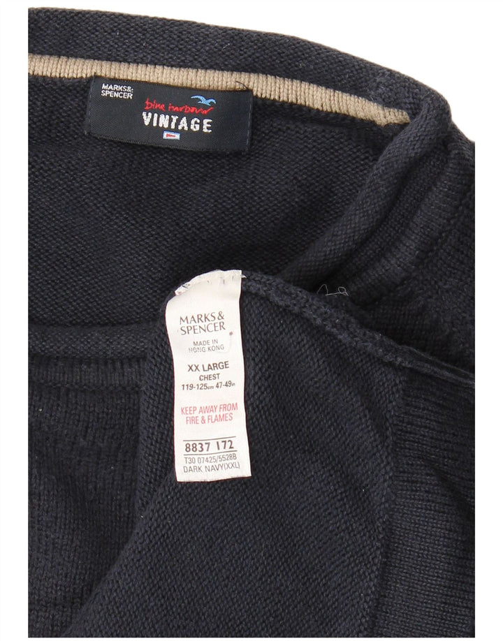 Suéter masculino Marks & Spencer com gola redonda 2XL algodão azul marinho
