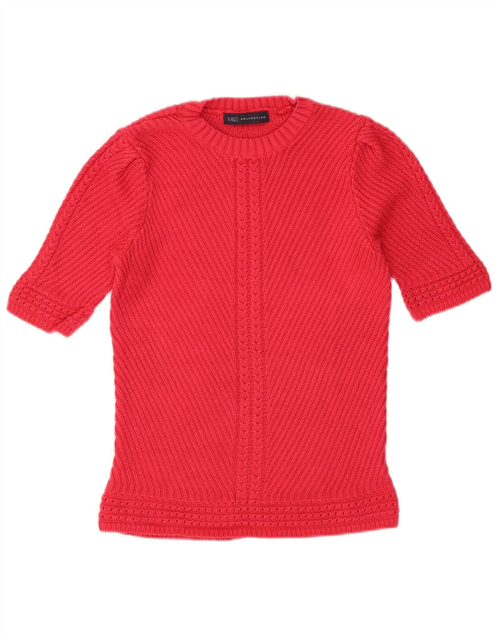 Suéter feminino Marks & Spencer com gola redonda, Reino Unido 10 pequeno rosa