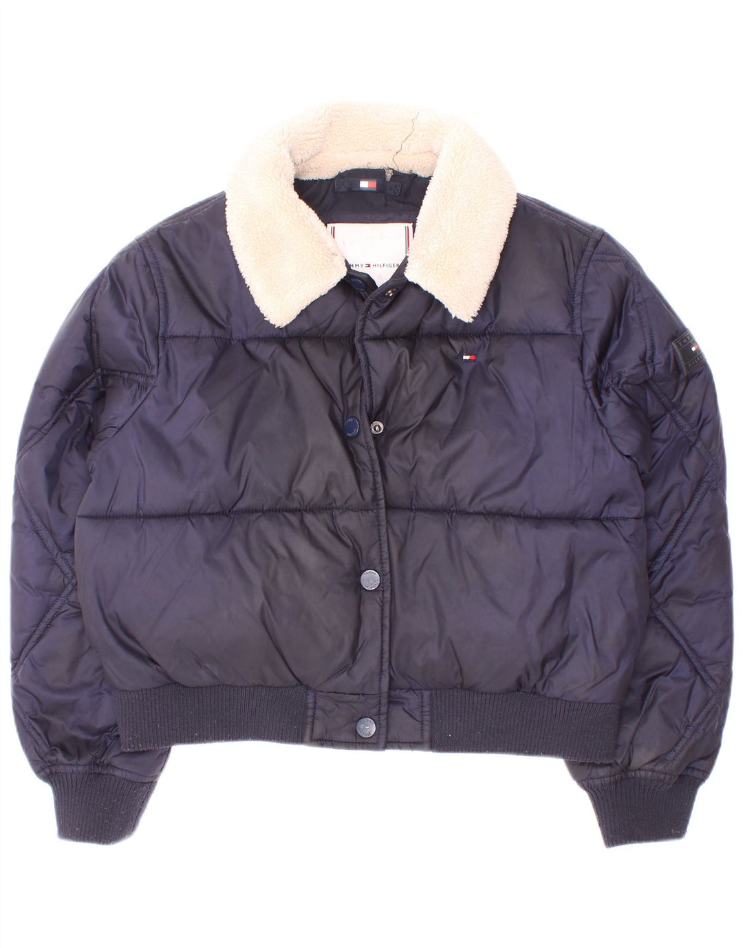 Jaqueta acolchoada Tommy Hilfiger para meninas 7-8 anos azul marinho poliéster