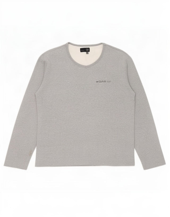 Gas Mens Top Manga Longa XL Algodão Cinza