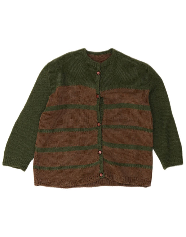 Suéter cardigã vintage para meninas 11-12 anos listrado marrom