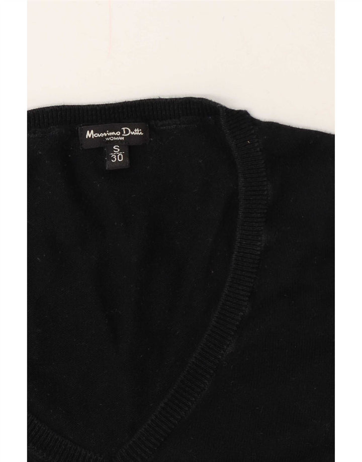 Suéter feminino Massimo Dutti com decote em V Reino Unido 10 pequeno preto