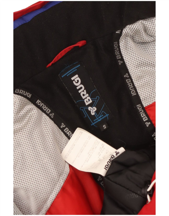 Jaqueta de esqui masculina Brugi com capuz UK 36 poliamida colorblock vermelha pequena