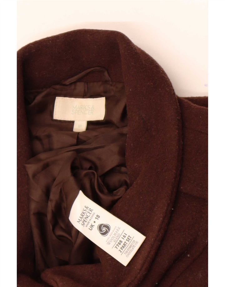 Sobretudo feminino Marks & Spencer UK 18 XL marrom lã nova