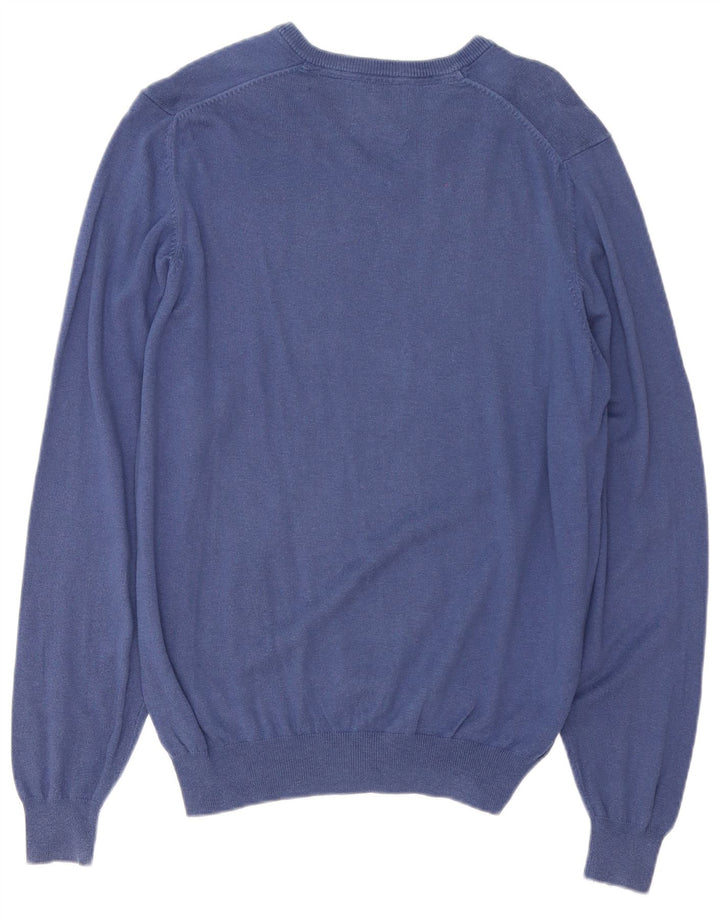 Suéter masculino Marks & Spencer regular fit com decote em V azul marinho médio
