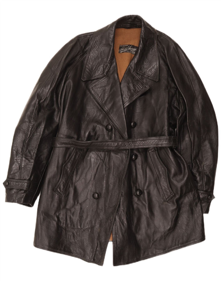 Casaco de couro masculino vintage UK 38 médio preto clássico