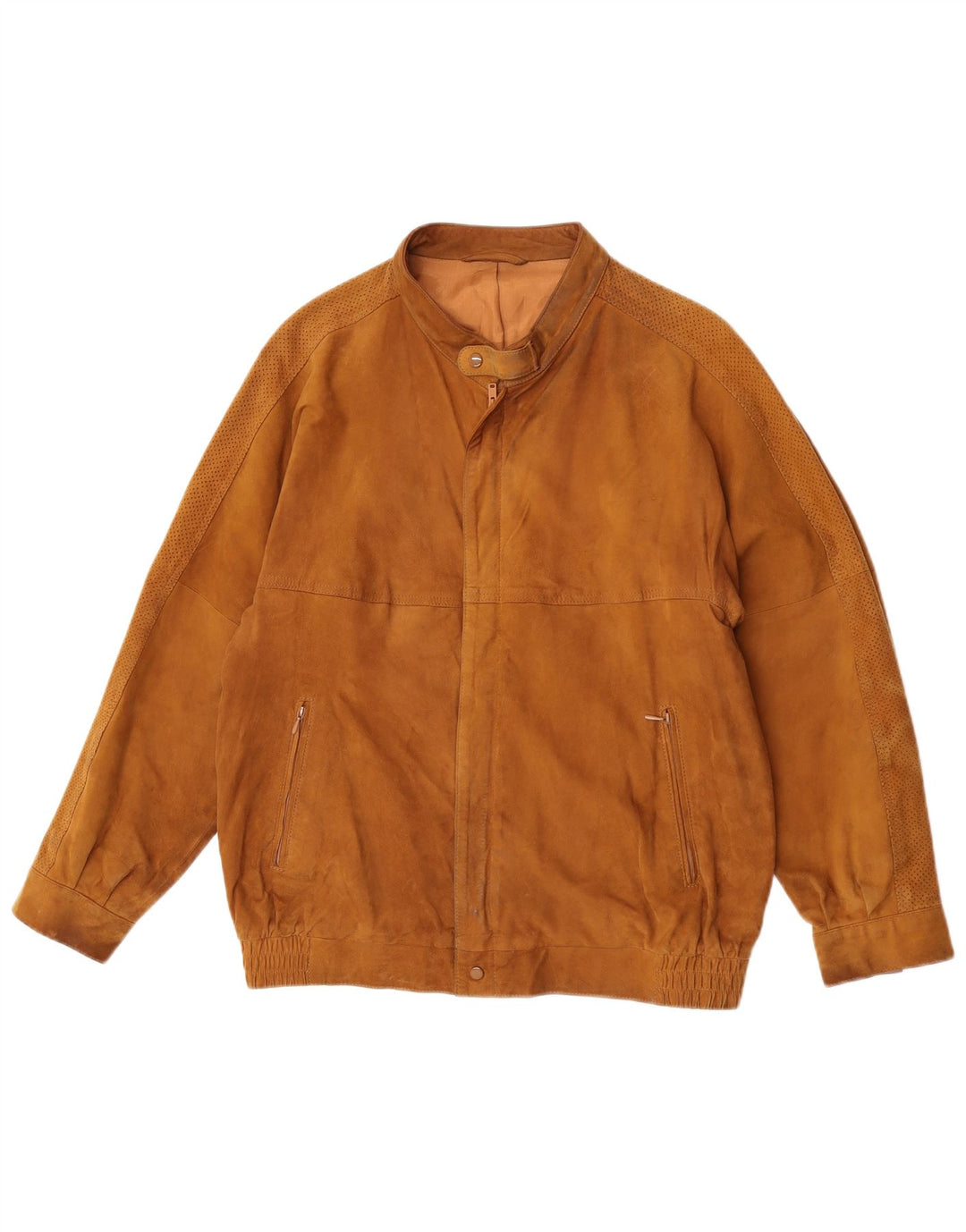 Jaqueta bomber masculina vintage de camurça UK 36 pequena bege