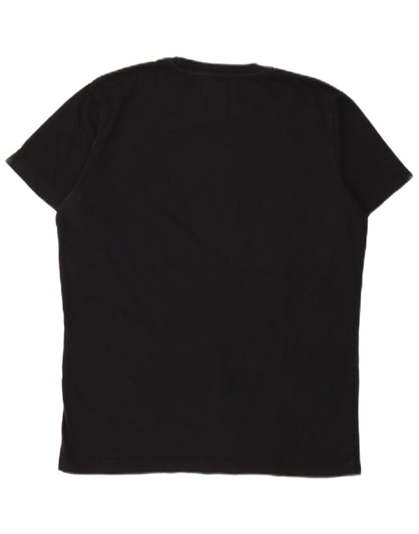 Diesel Camiseta masculina gráfica Top médio algodão preto