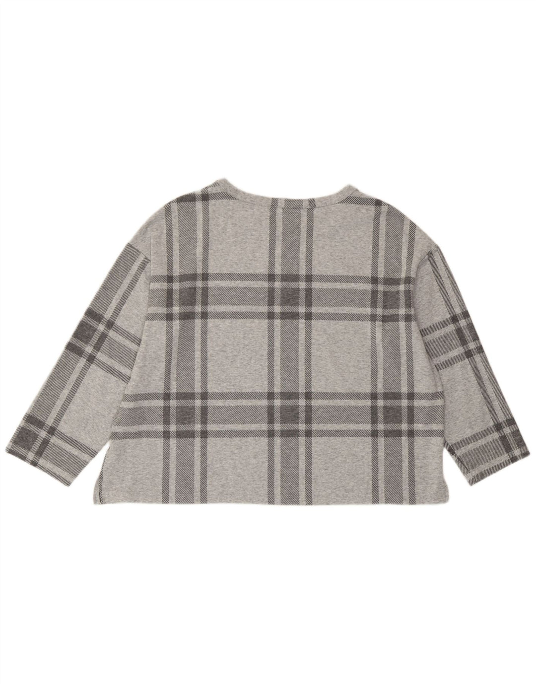 Top curto feminino Marks & Spencer manga 3/4 UK 20 2XL poliéster xadrez cinza