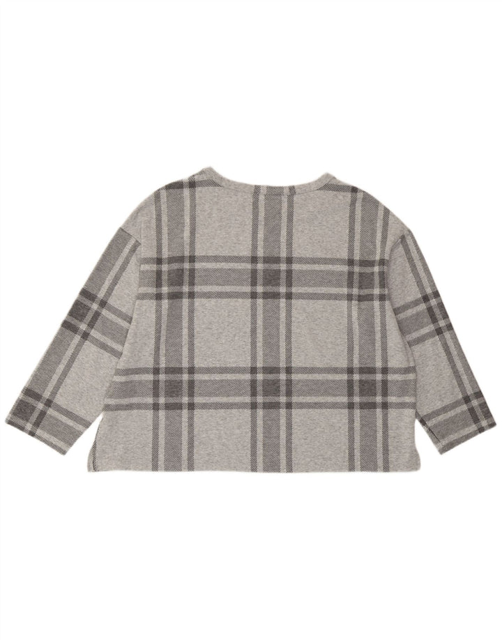 Top curto feminino Marks & Spencer manga 3/4 UK 20 2XL poliéster xadrez cinza