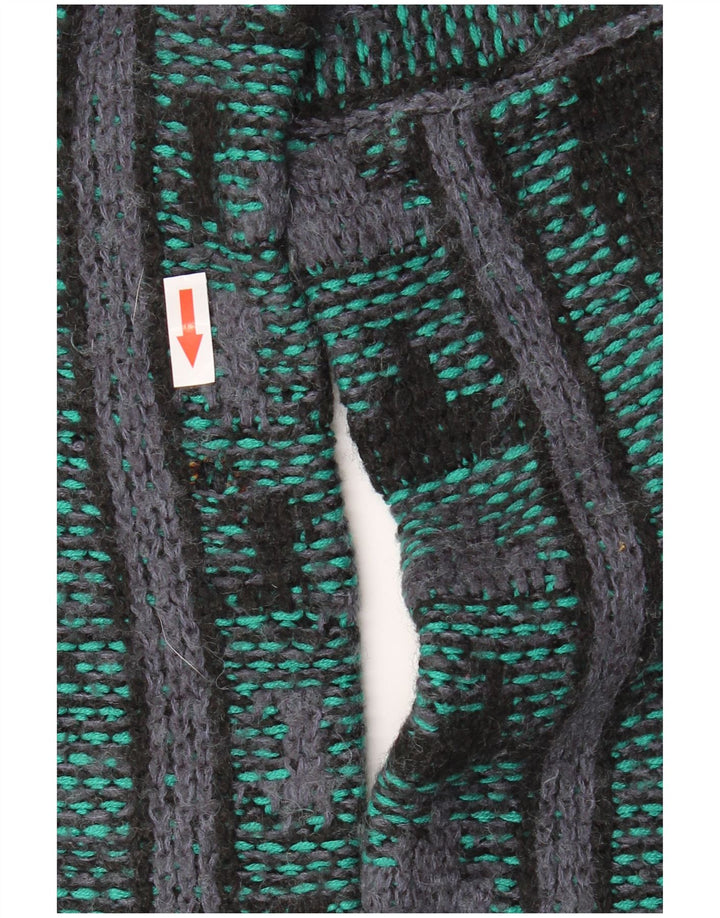 Suéter masculino VINTAGE com gola redonda, médio multicolorido geométrico