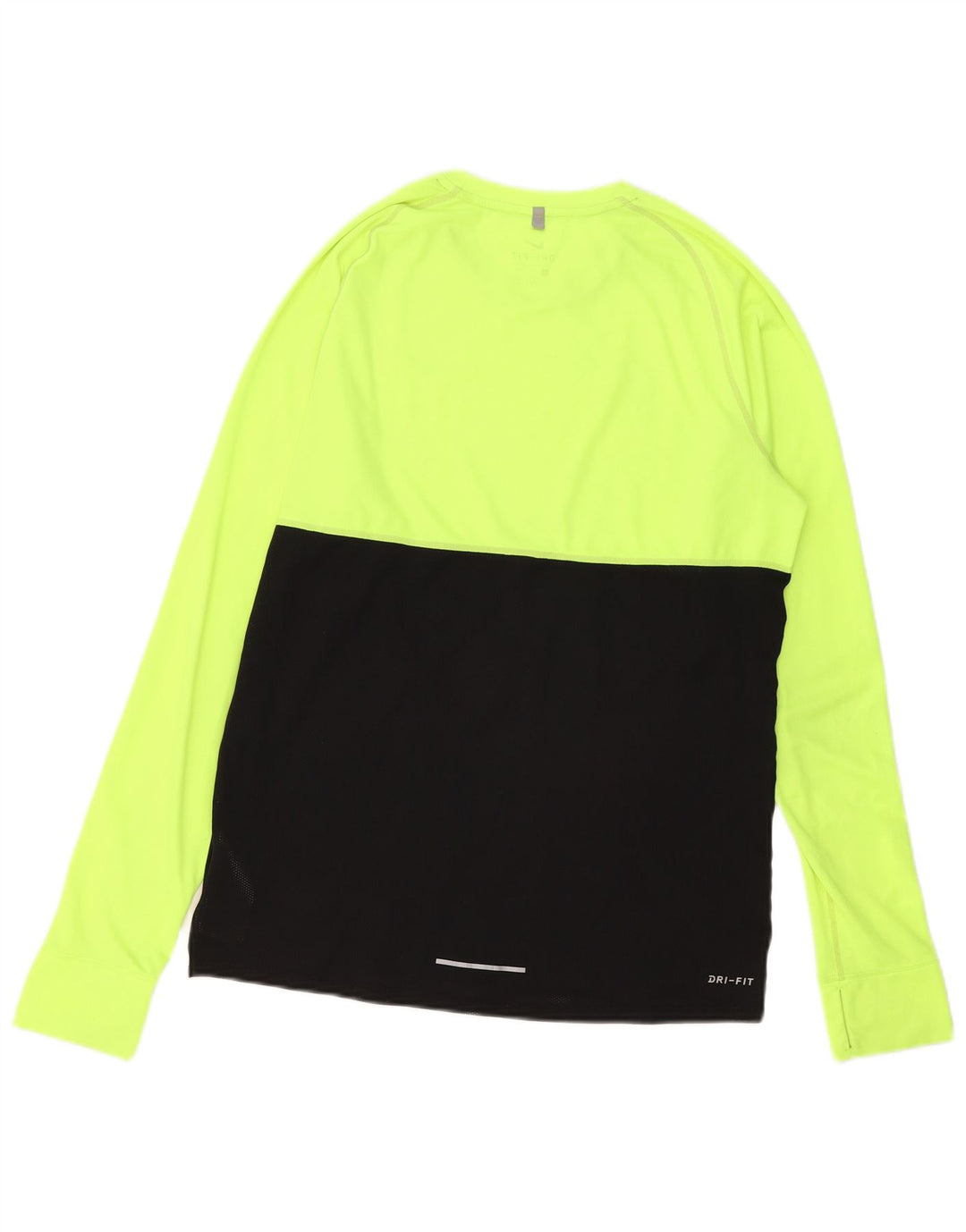Nike Mens Dri Fit Top Manga Longa Verde Médio Colourblock Poliéster