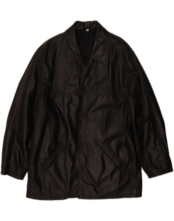 Jaqueta de couro masculina vintage EU 54 2XL couro preto