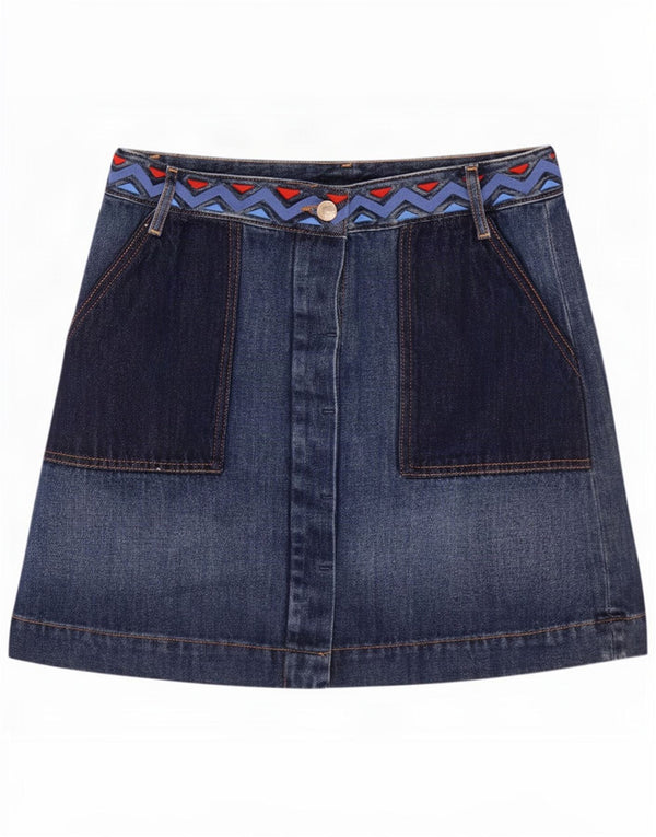 Saia jeans feminina Tommy Hilfiger 9-10 anos W27 algodão geométrico azul marinho