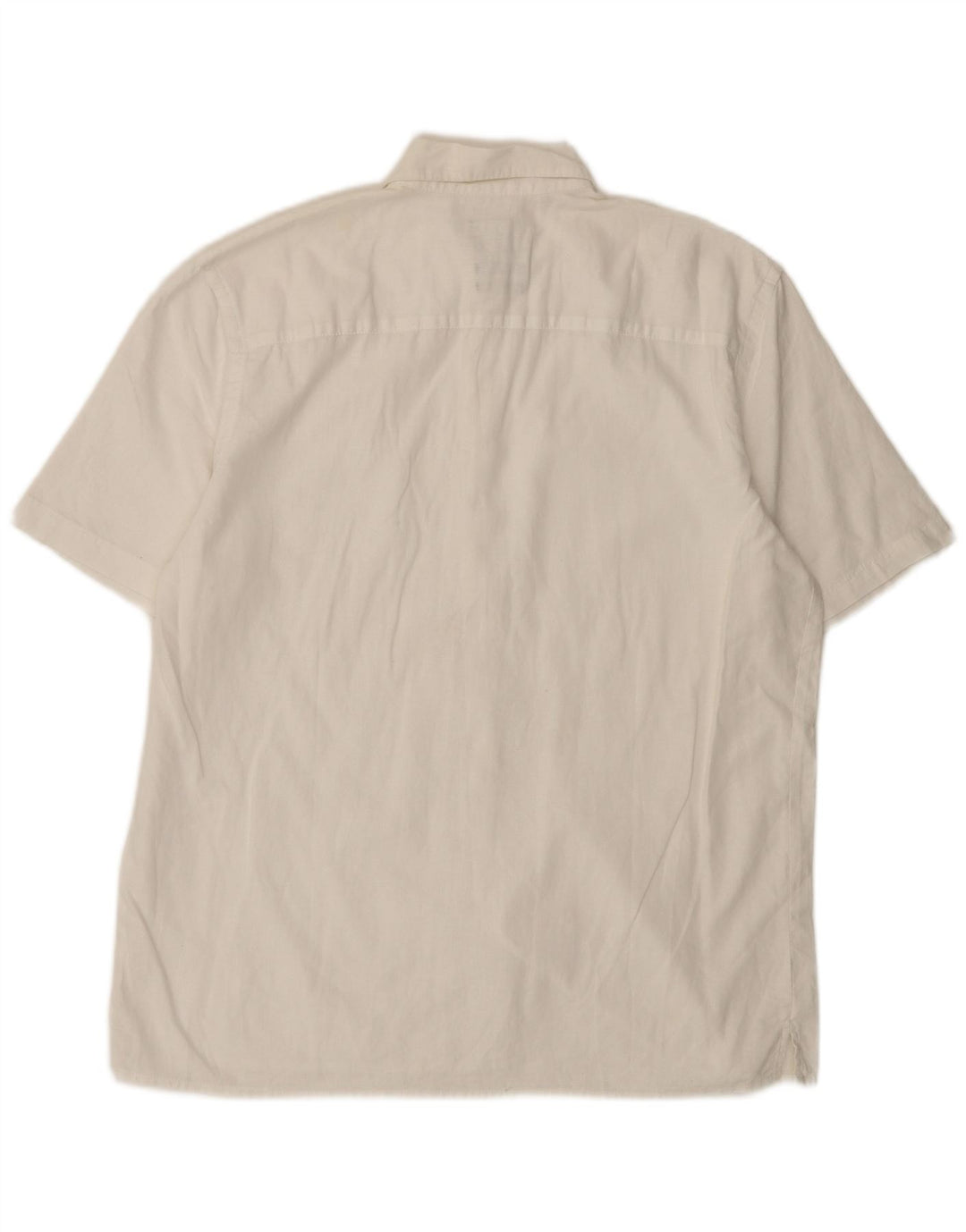 Camisa masculina Sisley manga curta regular fit médio linho branco