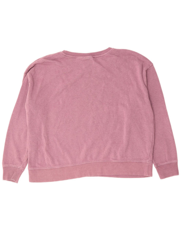 Reebok feminino gráfico oversized moletom jumper UK 20 2XL algodão roxo