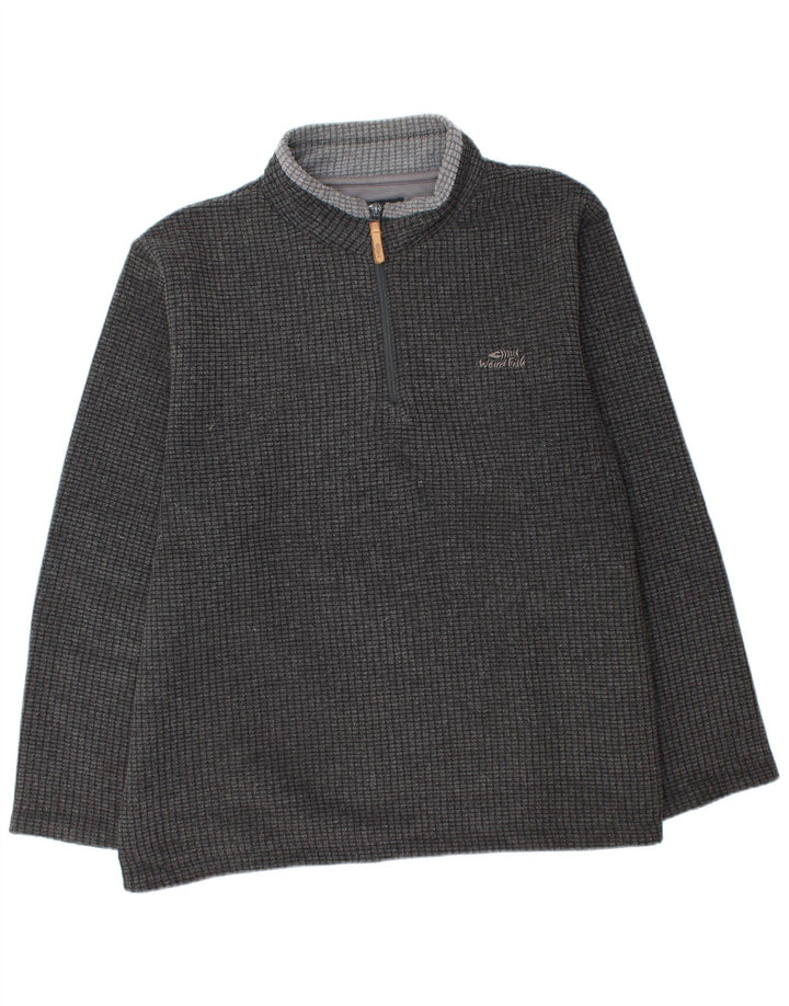 Weird Fish Mens Zip Neck Moletom Jumper 2XL Poliéster Cinza