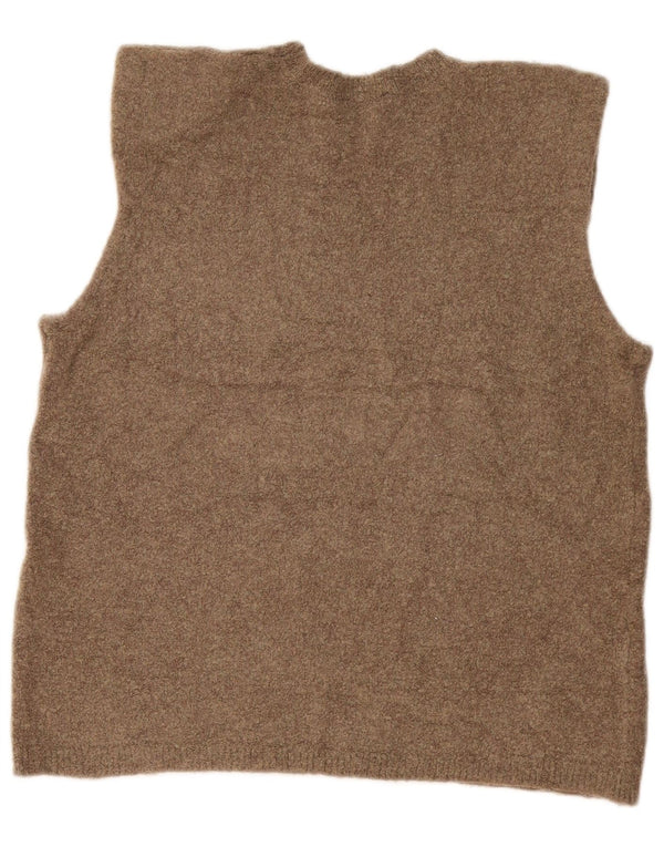 Zara Womens Vest Tank Top UK 14 Medium Khaki Flecked Poliamida