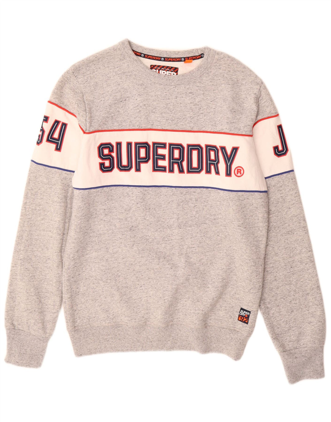 SUPERDRY moletom gráfico masculino jumper grande cinza colorblock algodão