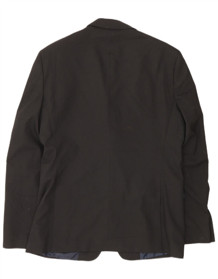 Jaqueta blazer masculina Zara com 2 botões EU 50 poliéster preto médio