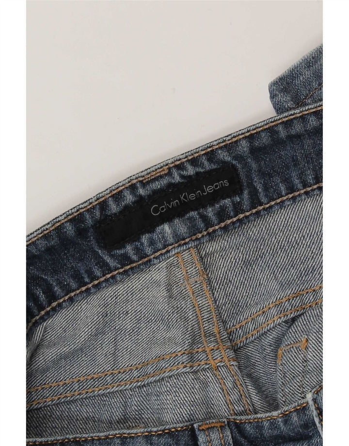 Calça jeans reta masculina Calvin Klein desgastada W34 L28 azul