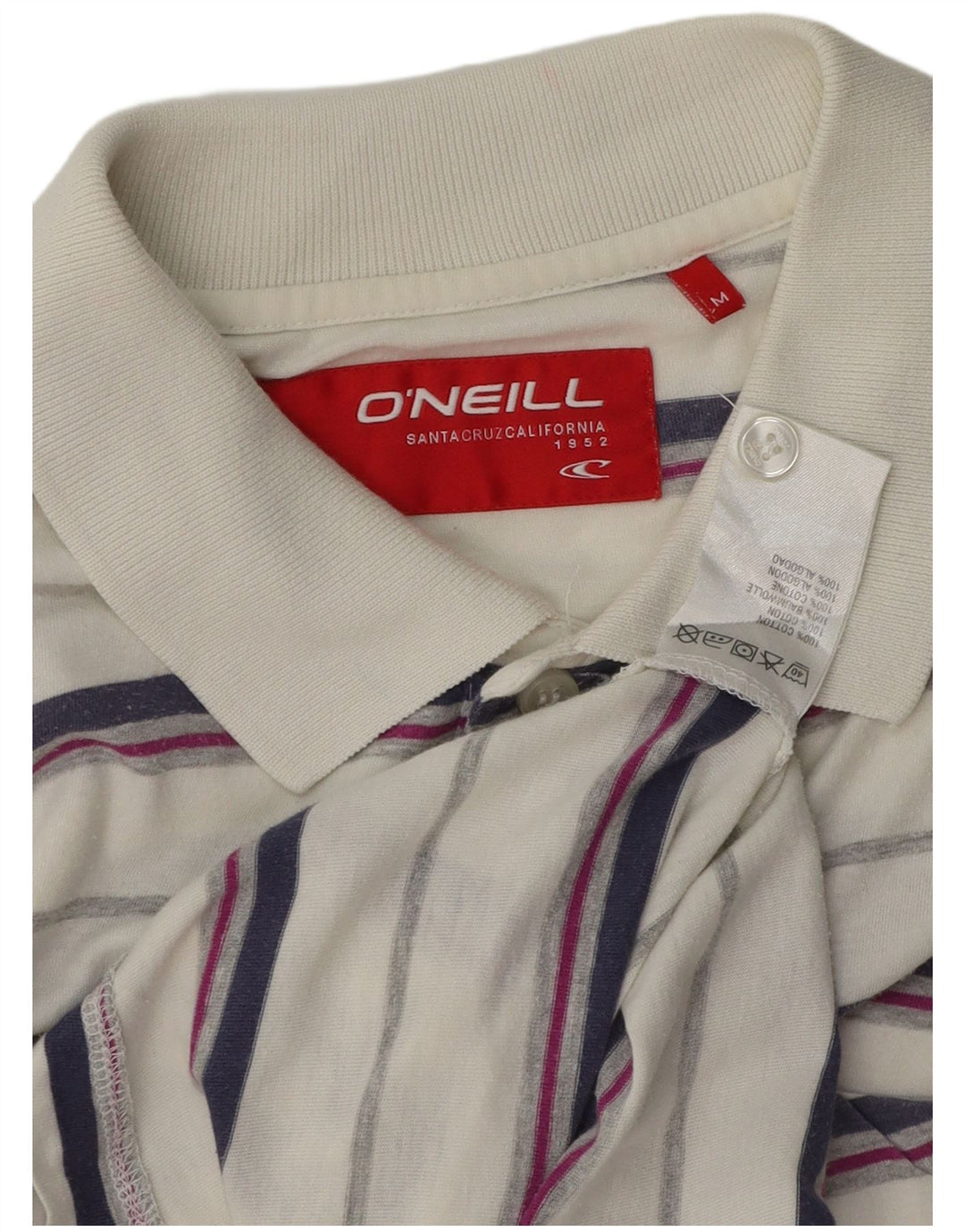 Camisa polo masculina O'Neill de algodão listrado branco médio