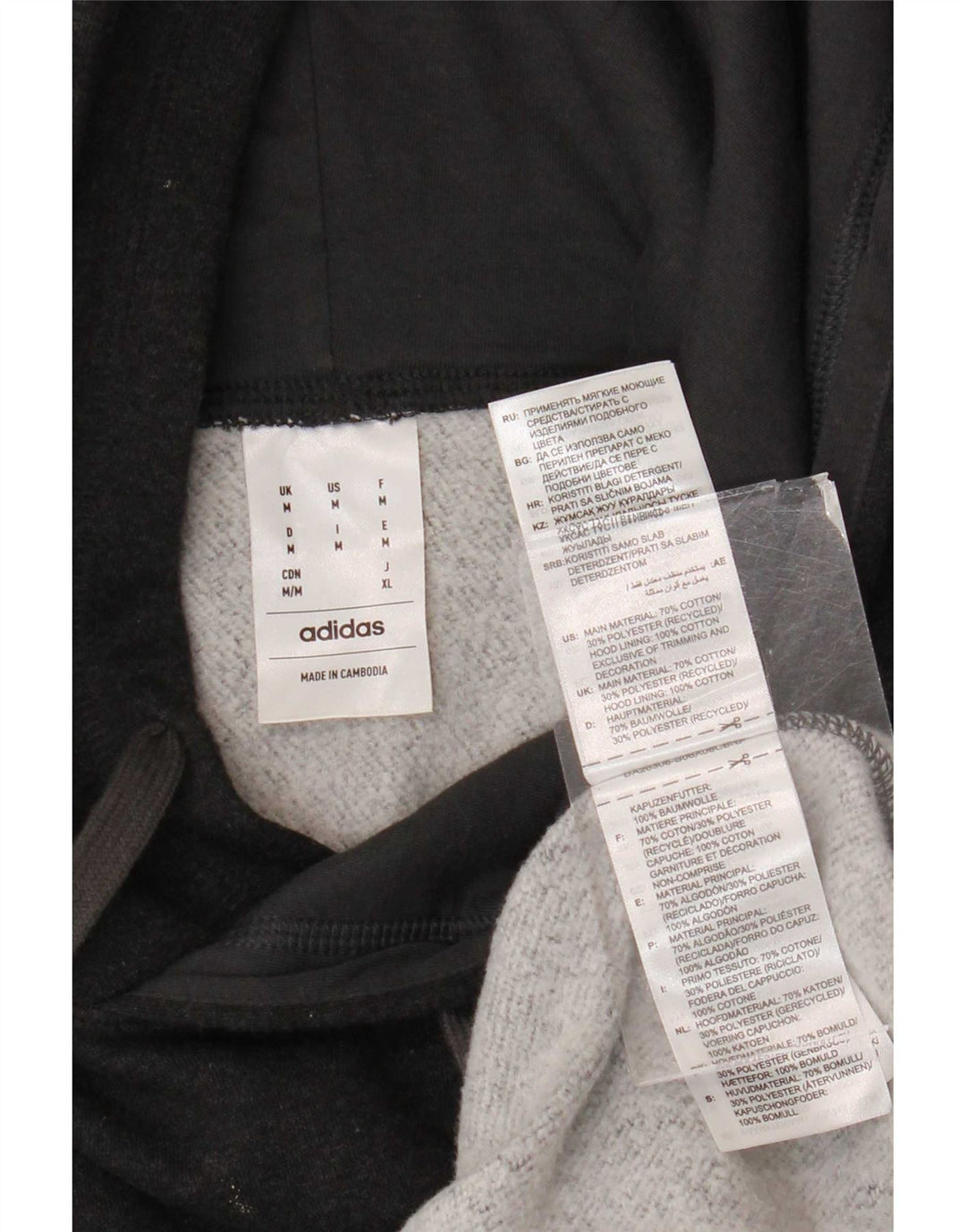 Adidas Mens Hoodie Jumper Médio Cinza Algodão