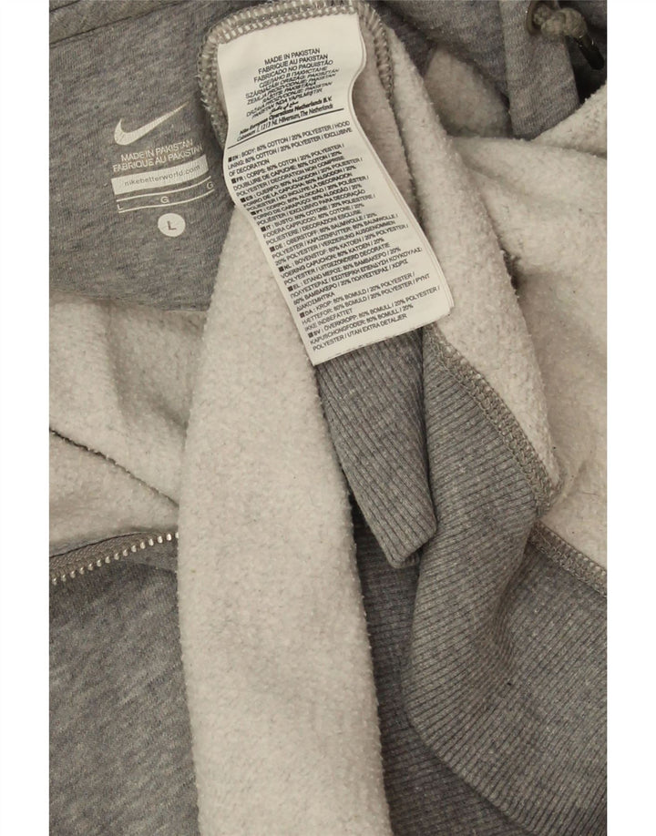 NIKE Womens Zip Hoodie Sweater UK 16 Large Grey Cotton Vintage Nike and Second-Hand Nike from Messina Hembry 