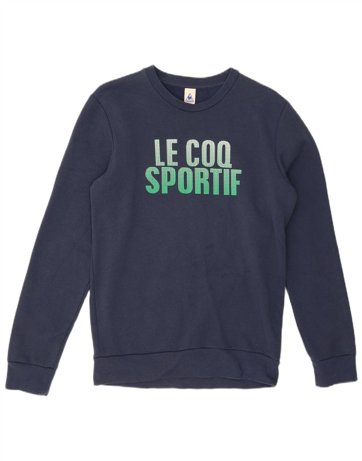 LE COQ SPORTIF moletom gráfico masculino jumper pequeno algodão azul marinho