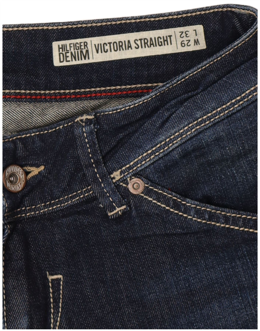 TOMMY HILFIGER Feminino Victoria Straight Jeans W29 L32 Azul Algodão