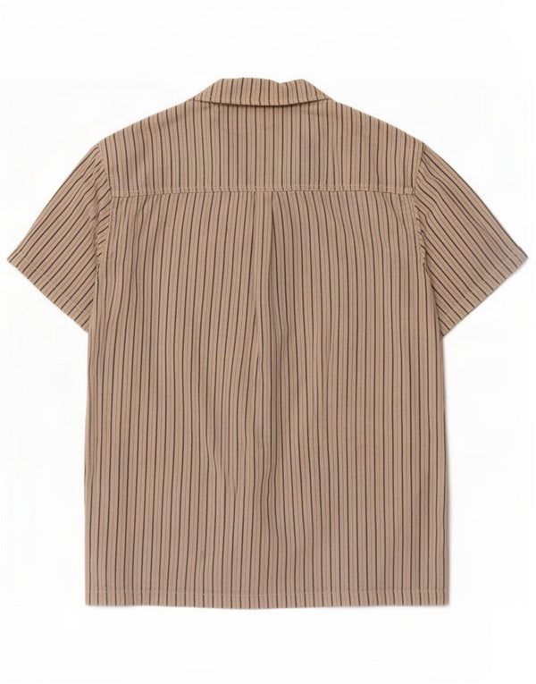 Camisa masculina de manga curta Lee algodão risca de giz bege médio