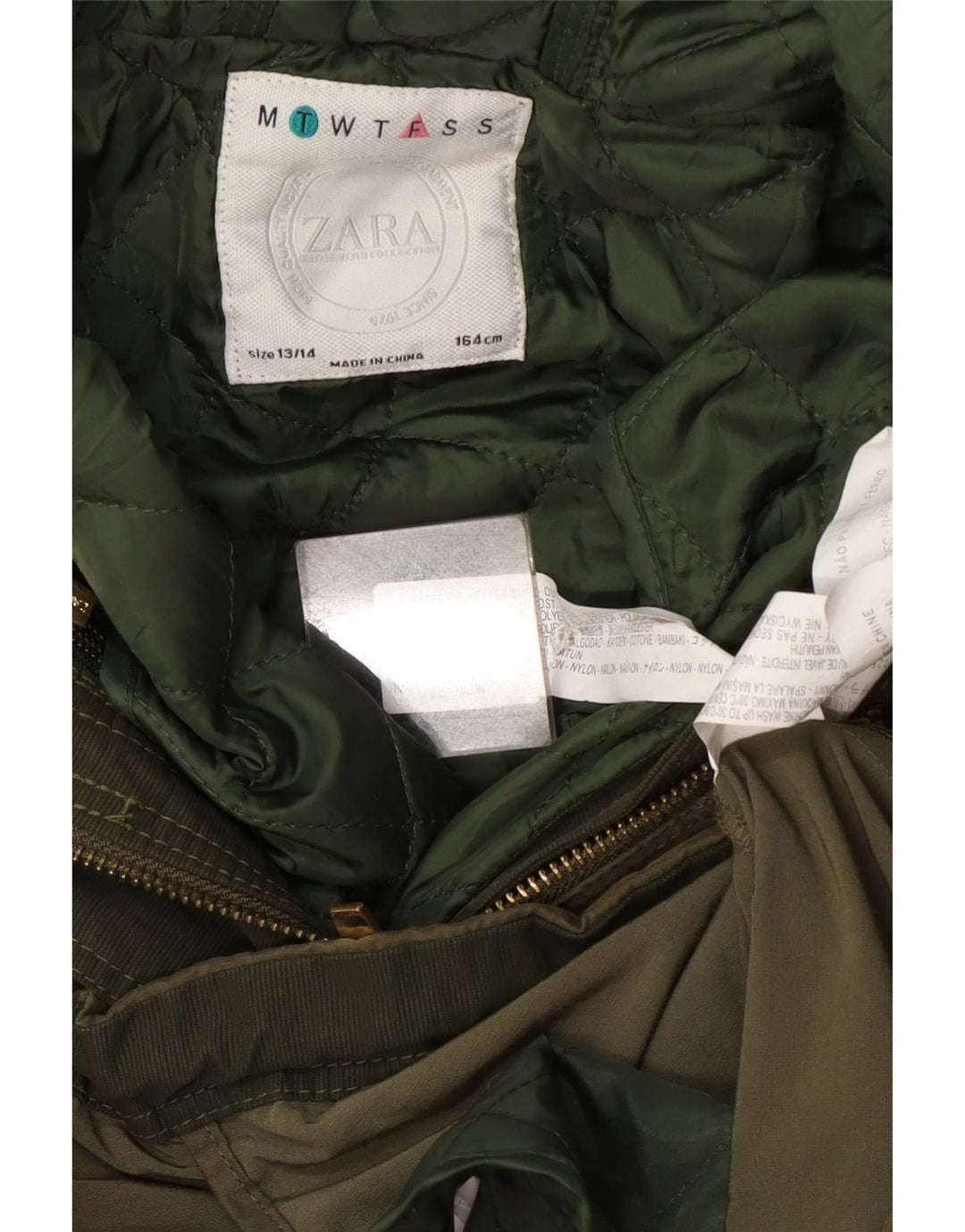 Jaqueta Parka com capuz para meninas Zara 13-14 anos Poliéster cáqui