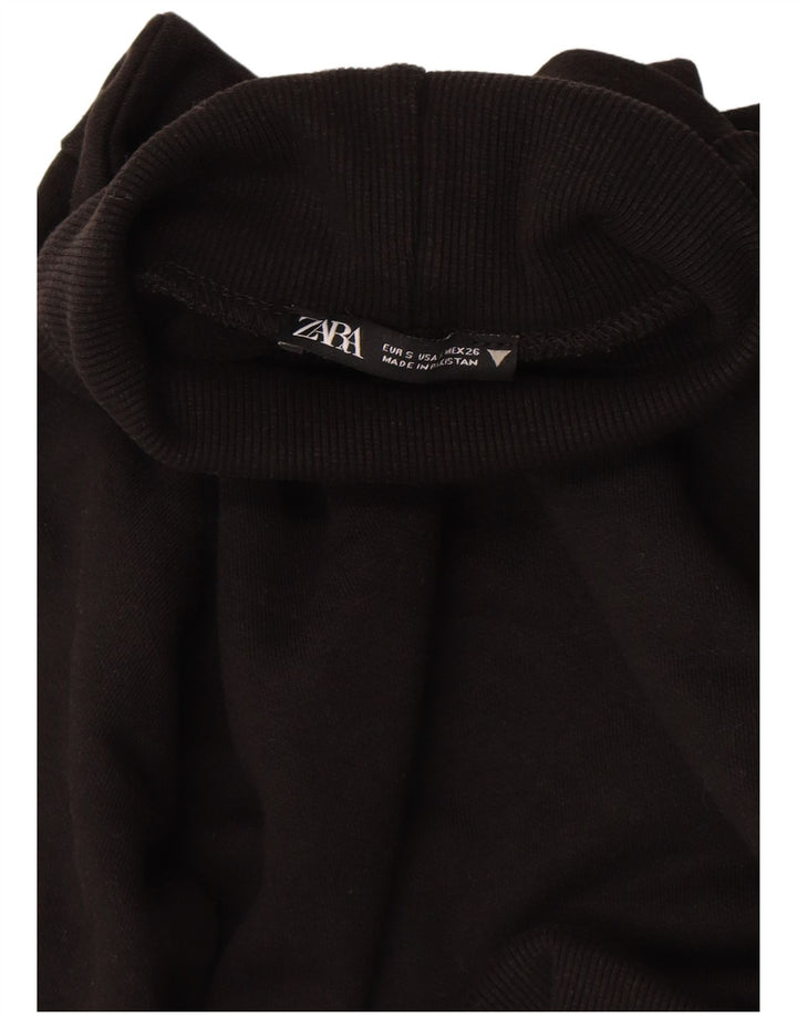 Zara Suéter feminino com gola redonda e gola redonda, preto pequeno, 10