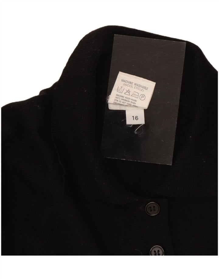 Suéter feminino CZARINA com gola polo e lã preta grande Reino Unido 16