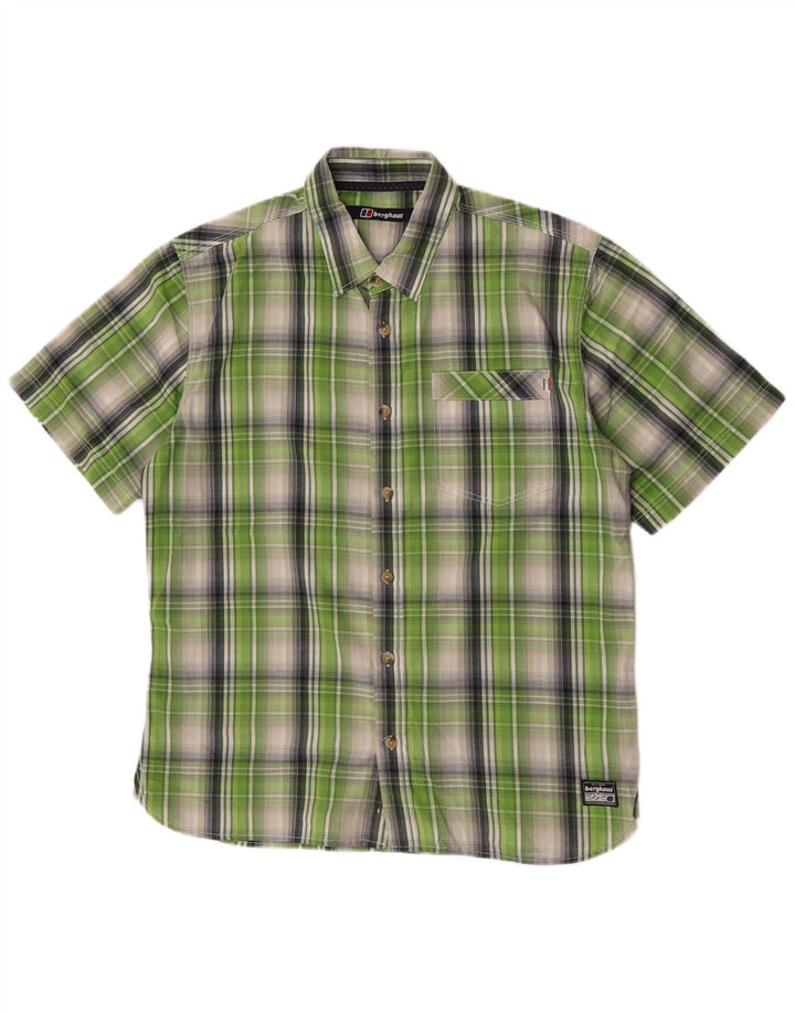 Berghaus Camisa masculina de manga curta grande poliéster xadrez verde