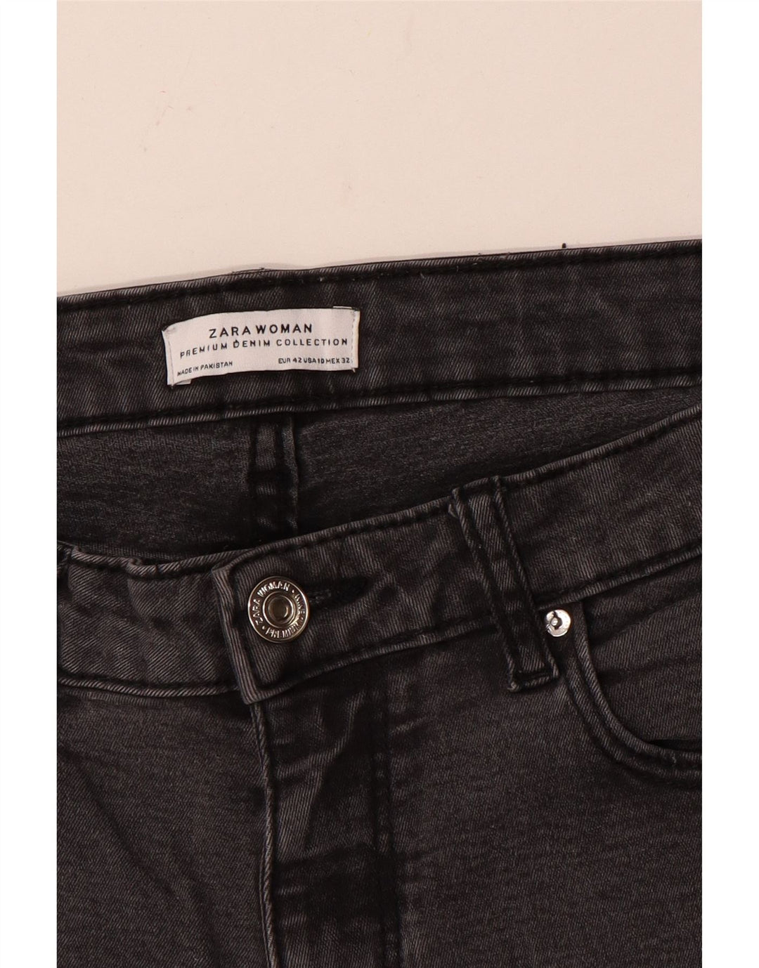 Zara Jeans Slim Feminino EU 42 Grande W32 L26 Cinza