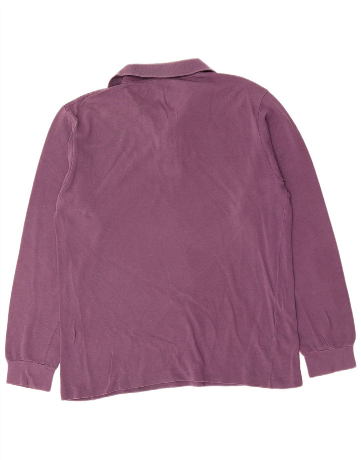 Camisa polo masculina de manga comprida LACOSTE algodão roxo médio