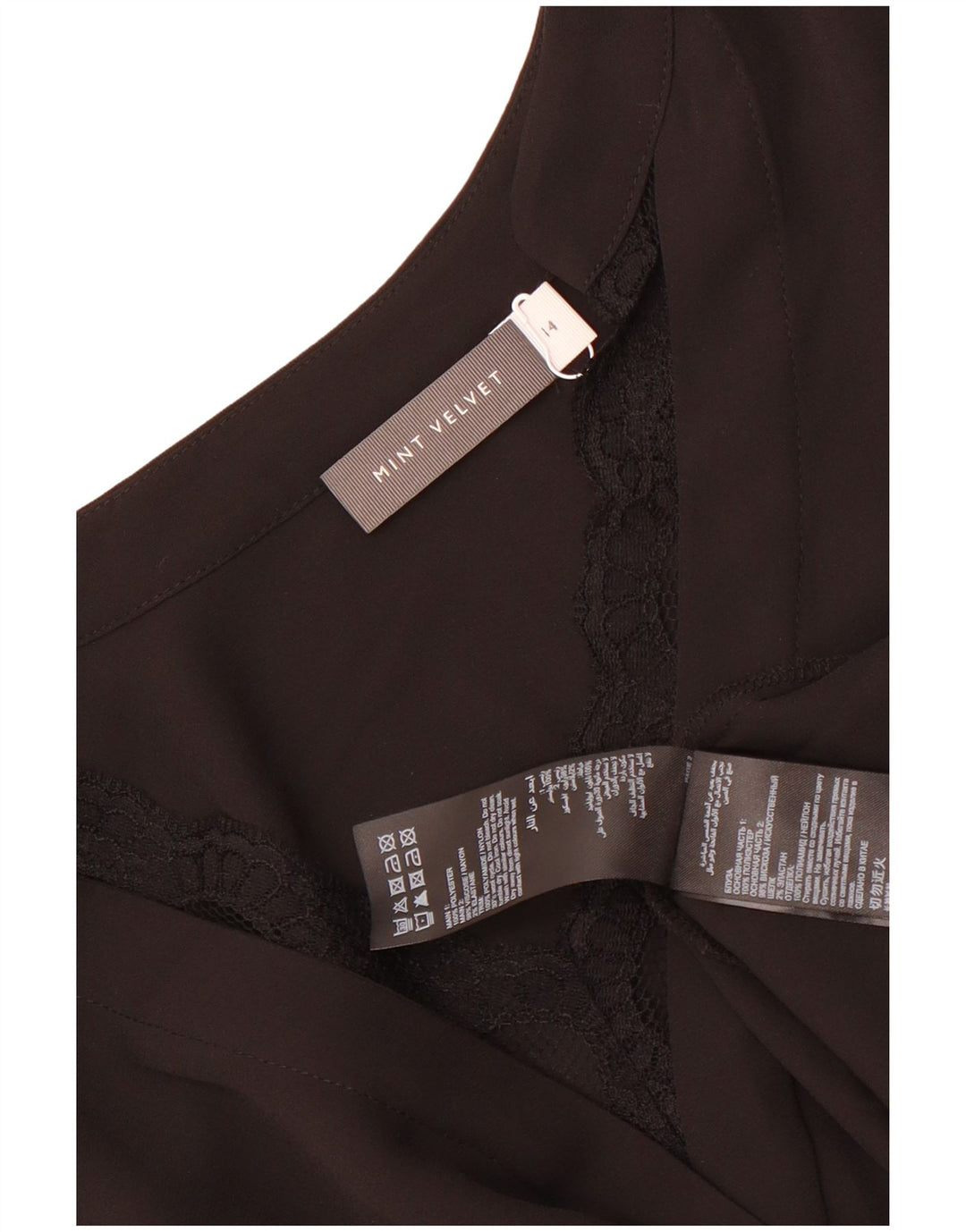 Vestido túnica feminino de manga comprida MINT VELVET Reino Unido 14 grande poliéster preto