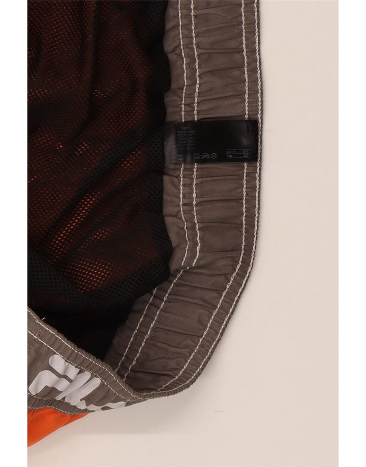 Fila Mens Graphic Natação Shorts Grande Laranja Colourblock Poliéster