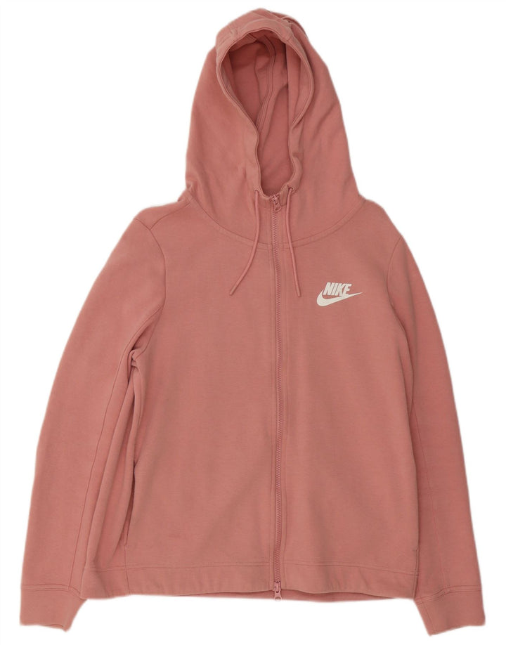 Suéter Nike feminino com capuz e zíper UK 14 médio algodão rosa