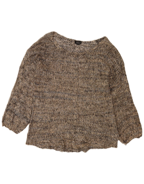 Suéter feminino Topshop com gola canoa Reino Unido 12 marrom médio manchado