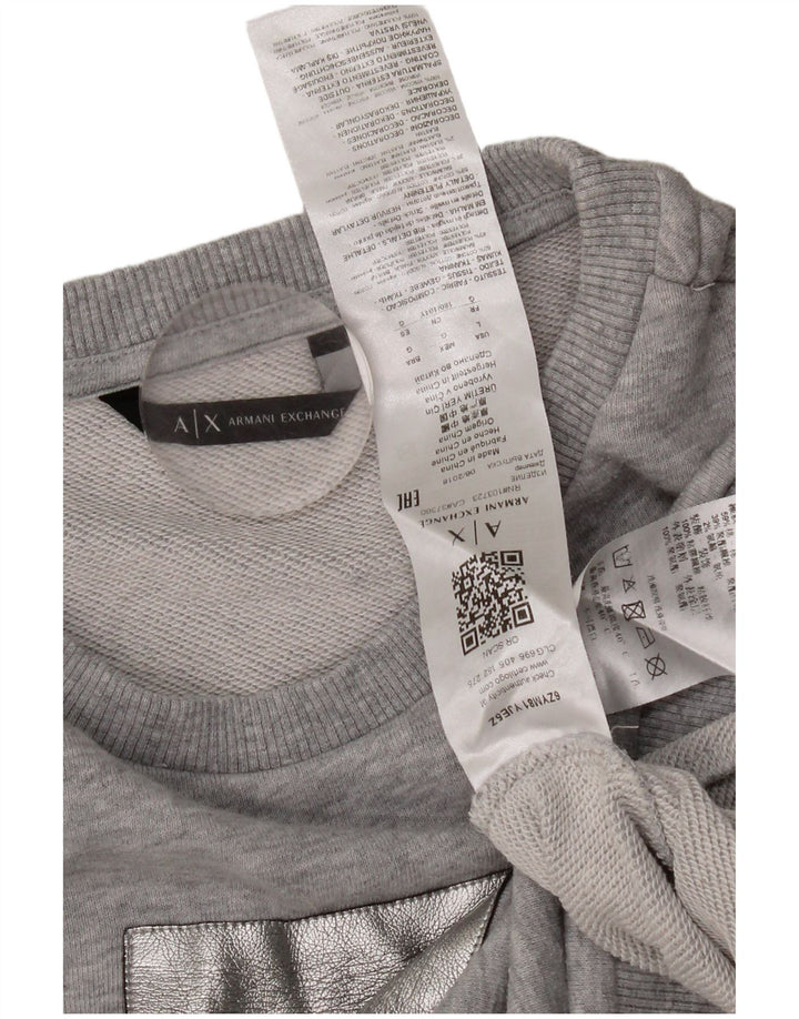 Suéter gráfico feminino Armani Exchange Reino Unido 16 grande algodão cinza