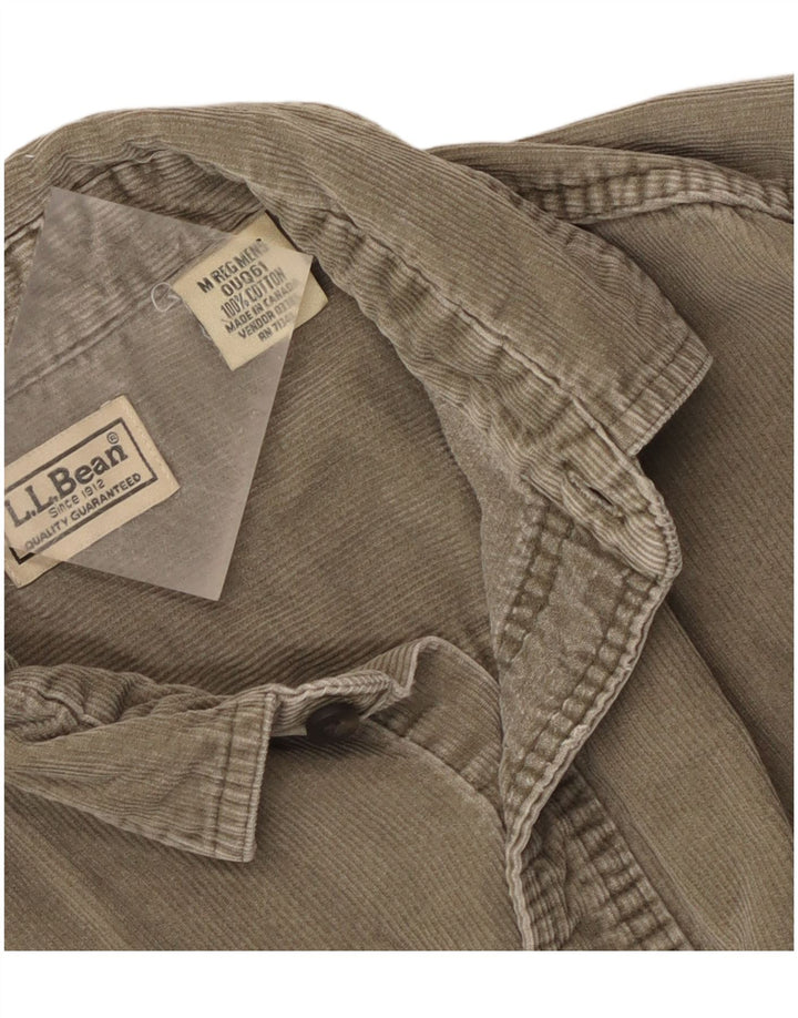Camisa masculina de veludo L.L.Bean de algodão cáqui médio
